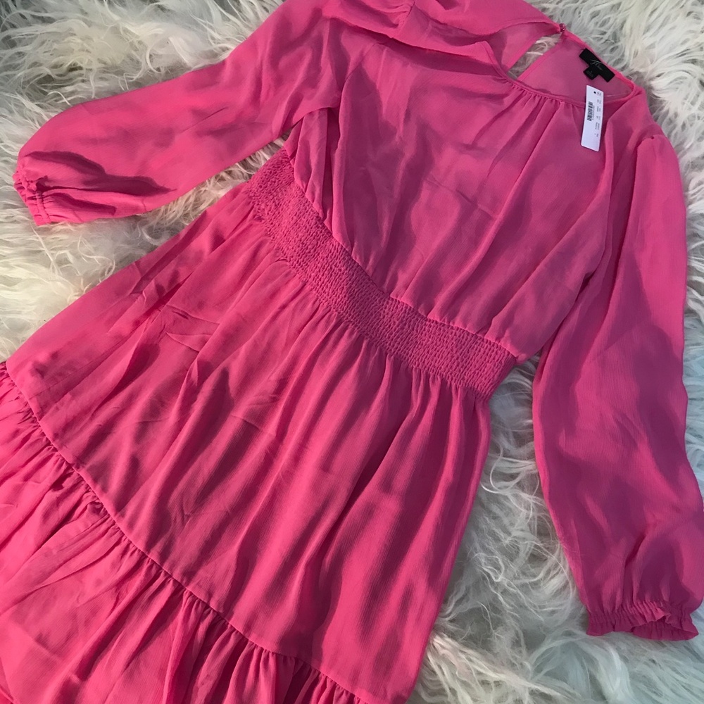 J. Crew Cinched-waist Dress Chiffon Long Sleeves - Picture 2 of 7